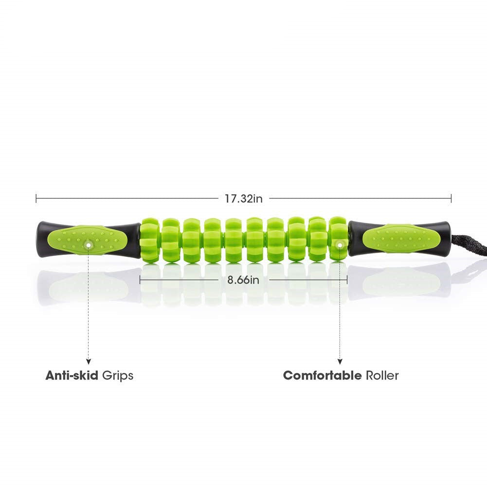 Black Deep Tissue Massage Roller Stick for Muscle Soreness & Recovery - Portable Fascia Release Tool