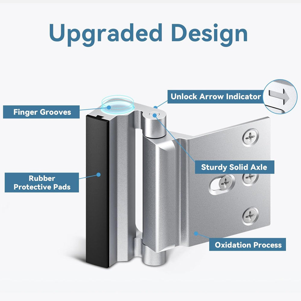 White Heavy-Duty Hotel Style Security Door Lock - Childproof Door Reinforcement Latch for Home Safety