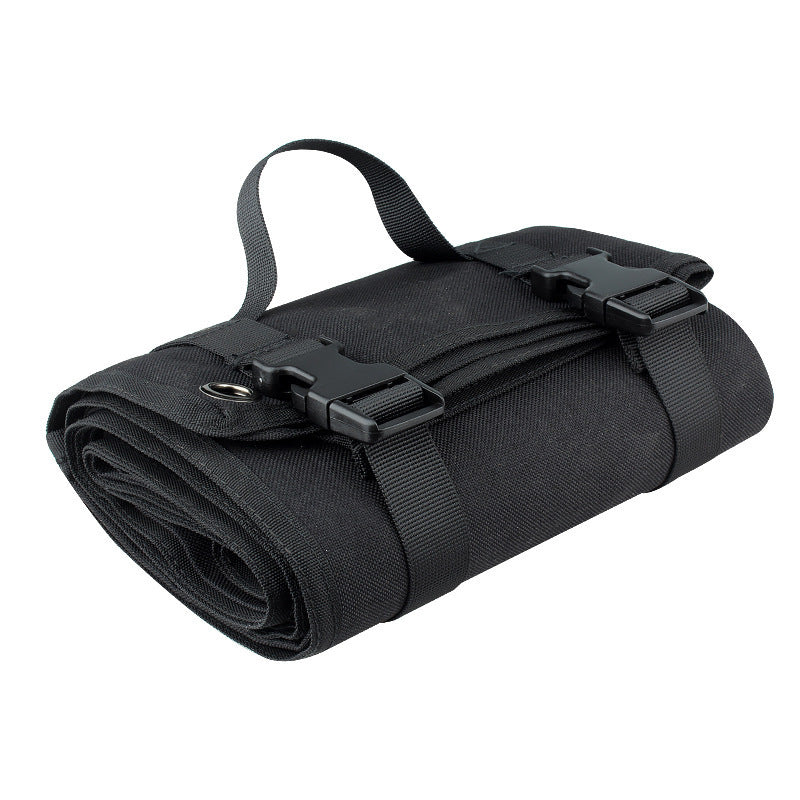Black Tactical Roll-Up Shooting Mat - Lightweight Waterproof Ground Pad for Outdoor Camping & Hiking