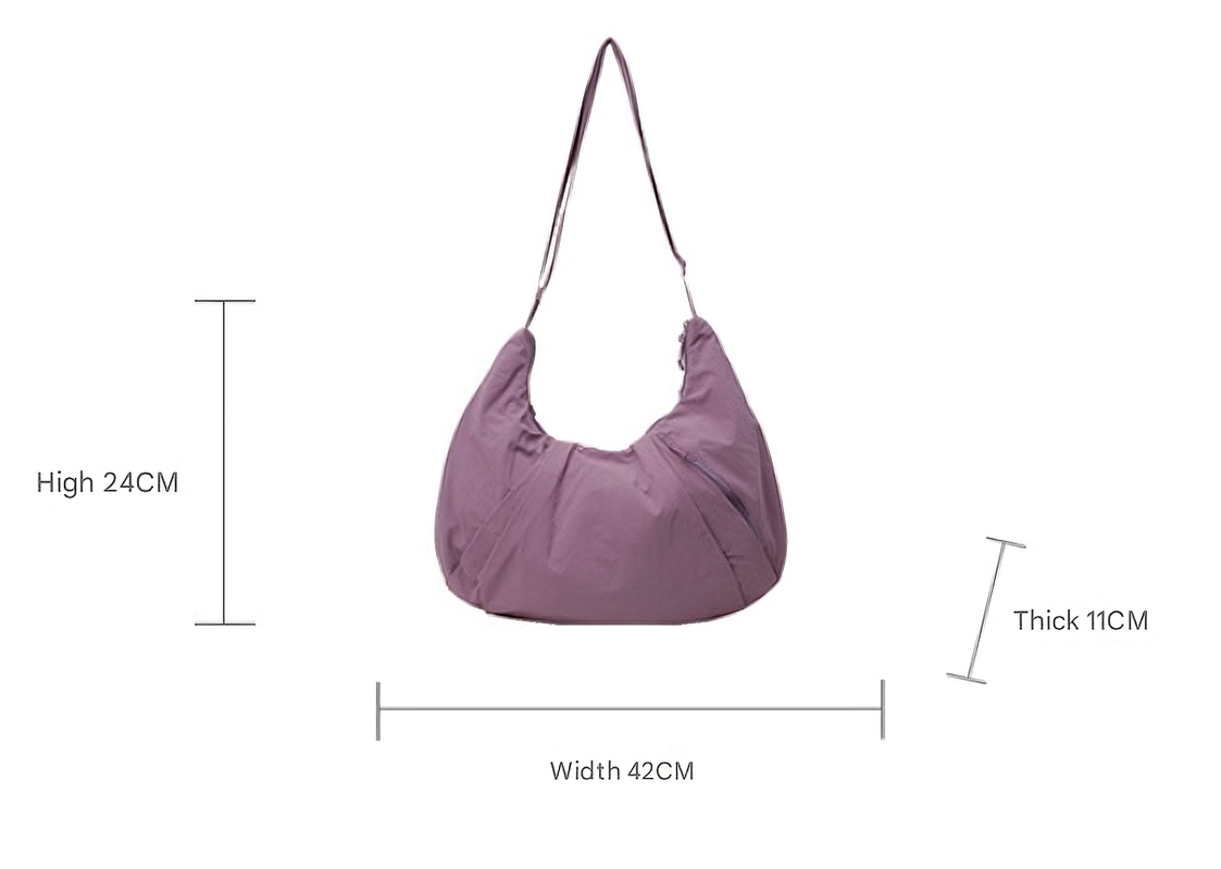 Blue Lightweight Crescent Crossbody Bag - Slouchy Nylon Hobo Purse for Casual Everyday Use