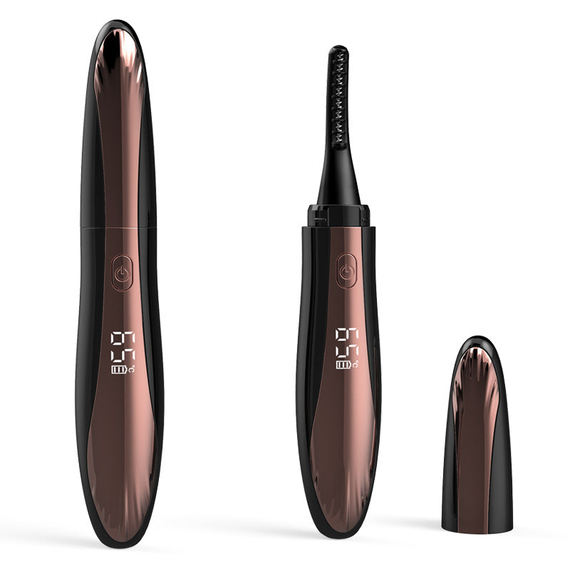 Black Professional Electric Heated Eyelash Curler - 4 Temperature Settings, LED Display, USB-C Rechargeable for Perfectly Curled Lashes