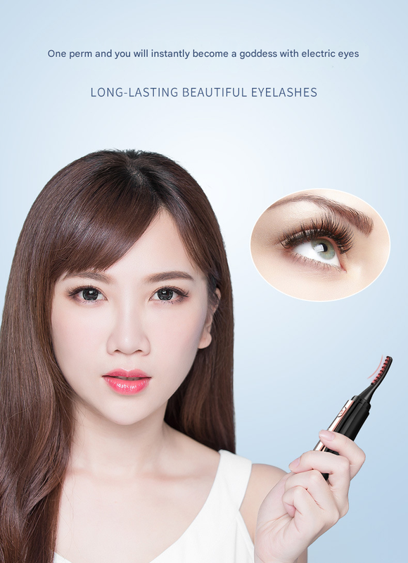 Black Professional Electric Heated Eyelash Curler - 4 Temperature Settings, LED Display, USB-C Rechargeable for Perfectly Curled Lashes