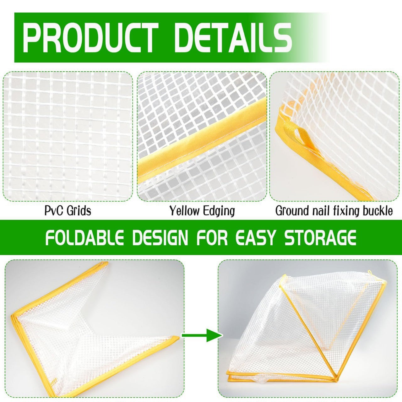3 piece Green Foldable Raised Garden Bed Cover - Vegetable Plant Protector(80 x 34 x 35 cm)