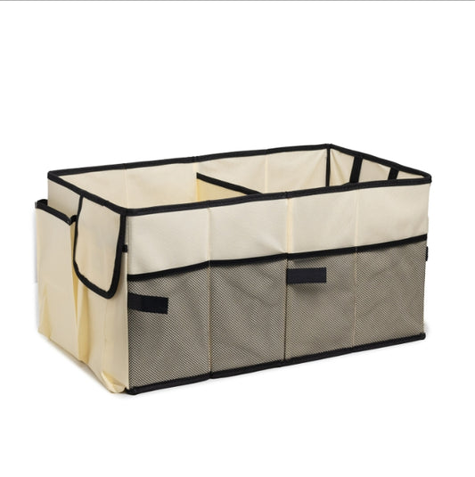 Beige Car Trunk Storage Box - Foldable Organizer