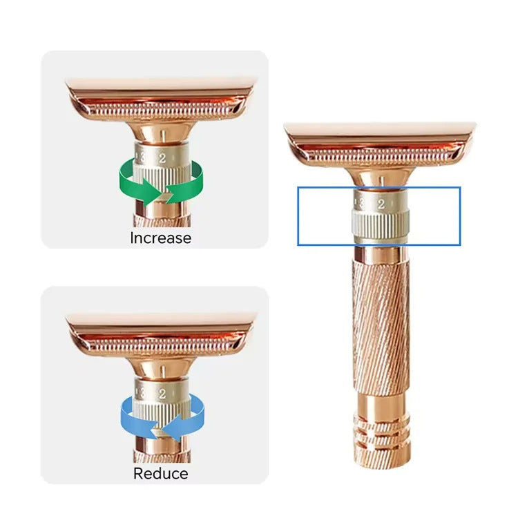 Black Premium Adjustable Double Edge Safety Razor Kit - 8-Setting Precision Shave with Stand & 5 Blades