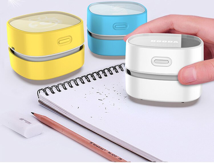 Red Rechargeable Cordless Mini Desktop Vacuum - Portable Handheld Cleaner for Desk, Keyboard, Crumb & Dust