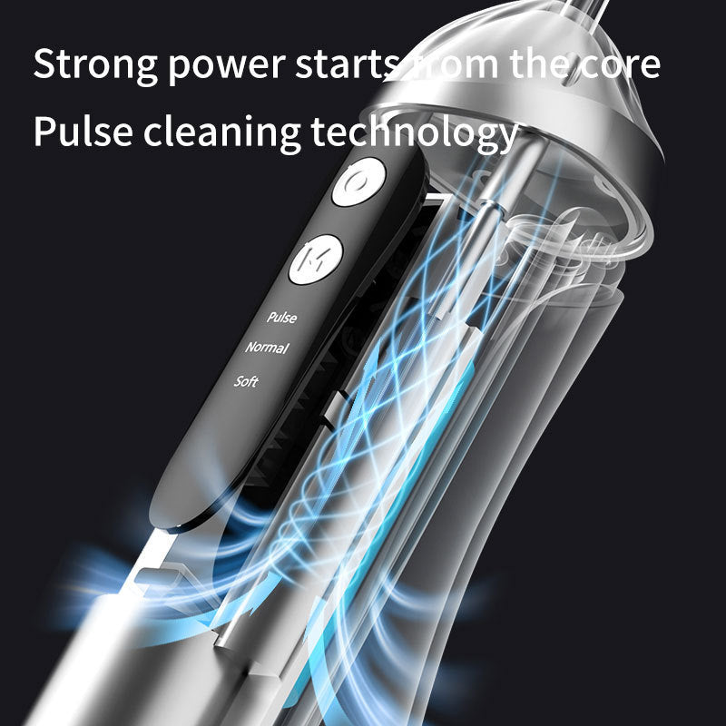 White Cordless Water Flosser & Oral Irrigator - Portable Teeth Cleaner with 3 Modes & 4 Jet Tips