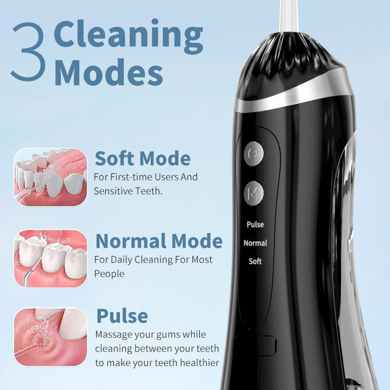Blue Cordless Water Flosser & Oral Irrigator - Portable Teeth Cleaner with 3 Modes & 4 Jet Tips