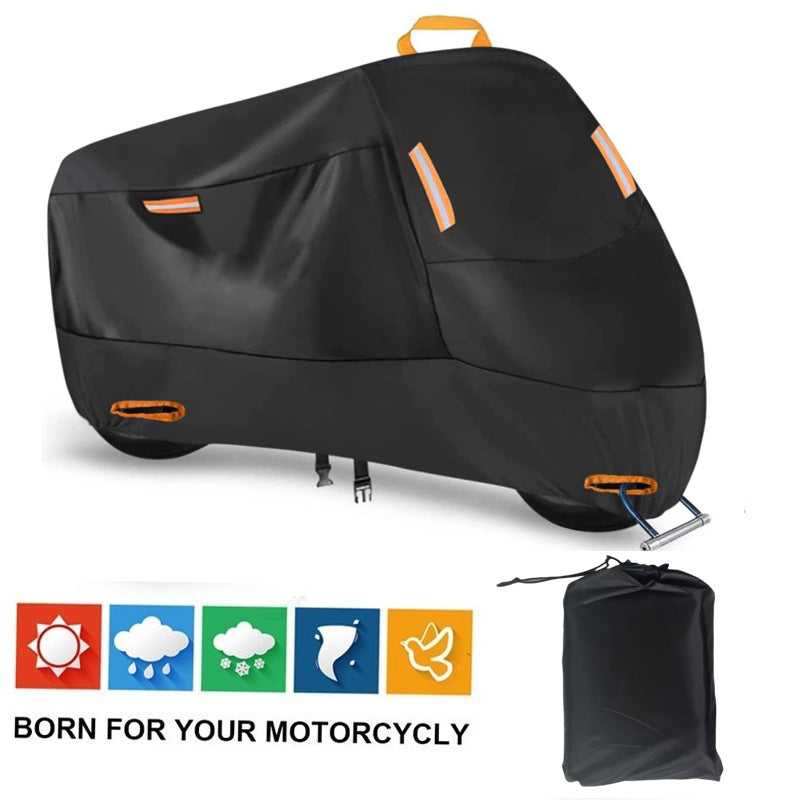 Heavy Duty 213D Waterproof Motorcycle Cover - All Season Outdoor Protection with Lock Holes & Windproof Buckles(Size: 3XL)