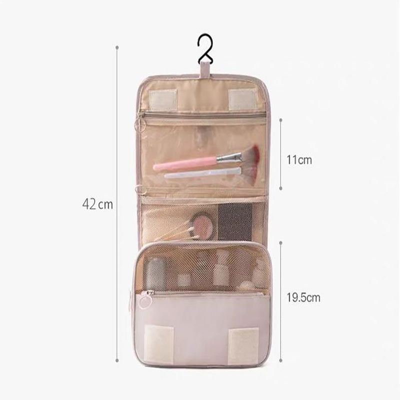 Black Portable Hanging Travel Toiletry Bag - Large Capacity Cosmetic & Wash Organizer with Sturdy Hook