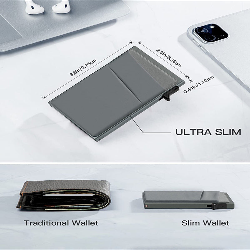 Green Ultra-Slim RFID Blocking Pop-Up Wallet - Automatic Card Holder with Metal Case & Secure Screw Base