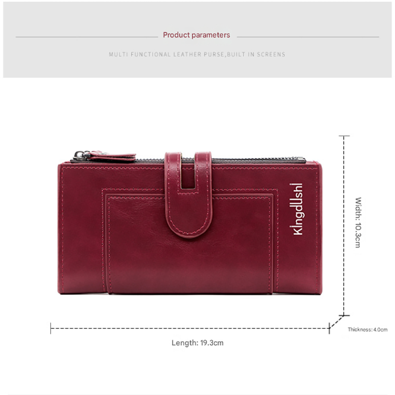 Red Women's Stylish Long Wallet - Multi-Card Slot PU Leather Clutch with Phone Pocket & Coin Zipper
