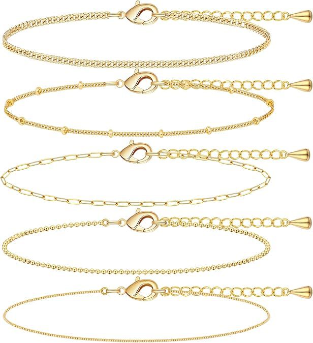A golden six-piece set Chic Multi-Layered Alloy Bracelet Set - Fashionable Stackable Jewelry