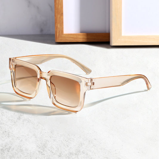 Brown Classic Square Frame Sunglasses - Unisex UV400 Protection, Lightweight & Face-Slimming Design - High Definition Vision Eyewear