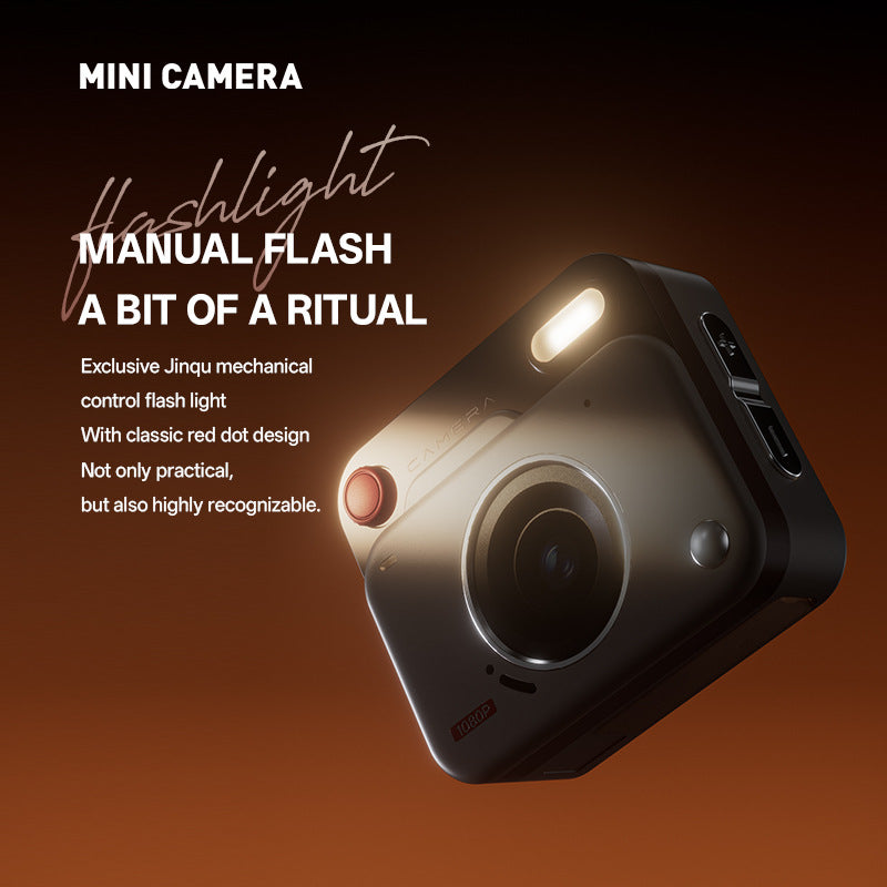 Khaki brown Retro Mini Digital Camera Keychain - 48MP Portable Pocket Camcorder with 1080p HD Video