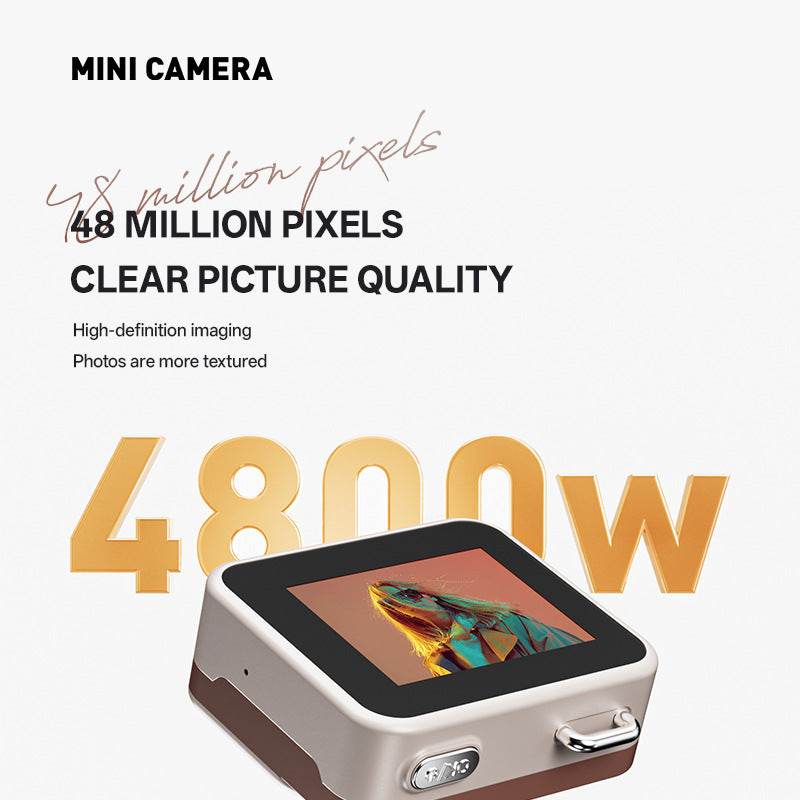 Black Retro Mini Digital Camera Keychain - 48MP Portable Pocket Camcorder with 1080p HD Video