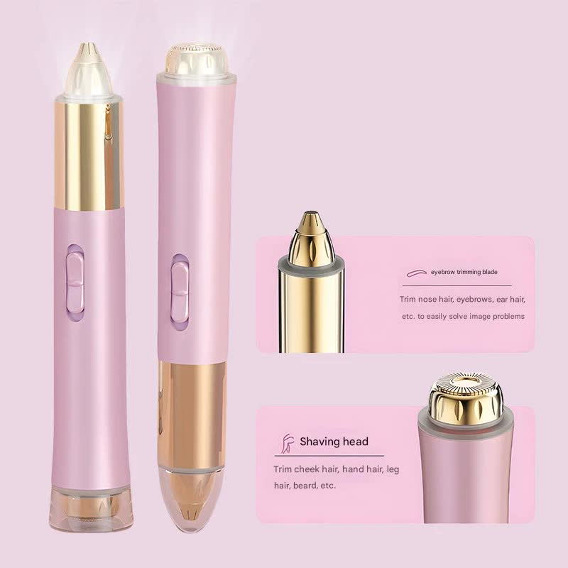 2-in-1 Electric Hair Remover for Women - Eyebrow Trimmer & Facial/Body Shaver with LED Light, USB-C Rechargeable(pink)
