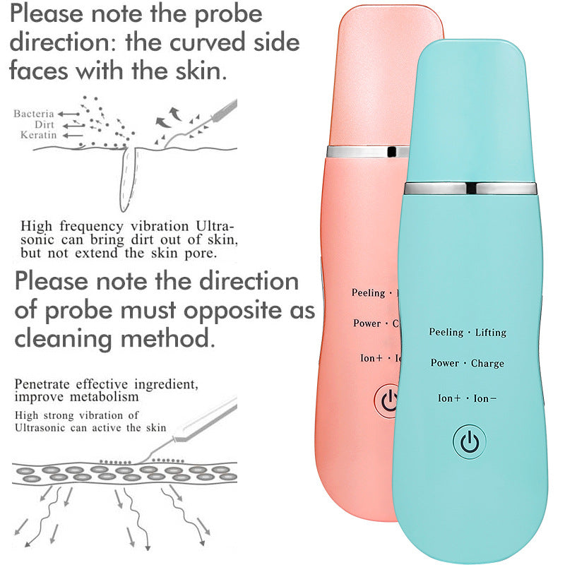 Ultrasonic Skin Scrubber - Deep Cleansing, Peeling, Lifting & Ion Infusion Facial Spatula(white)