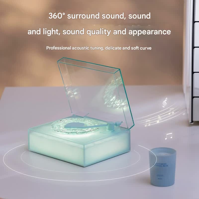 Retro Vinyl Bluetooth Speaker with Water Ripple Light Projection & 360 Surround Sound(pink)