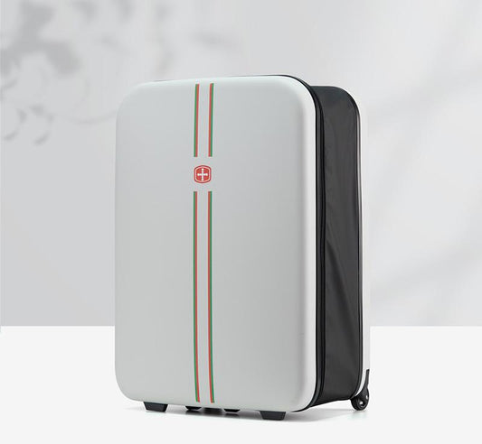 Compact Expandable Foldable Luggage - Reinforced Alloy Handle & Silent Wheels(white)