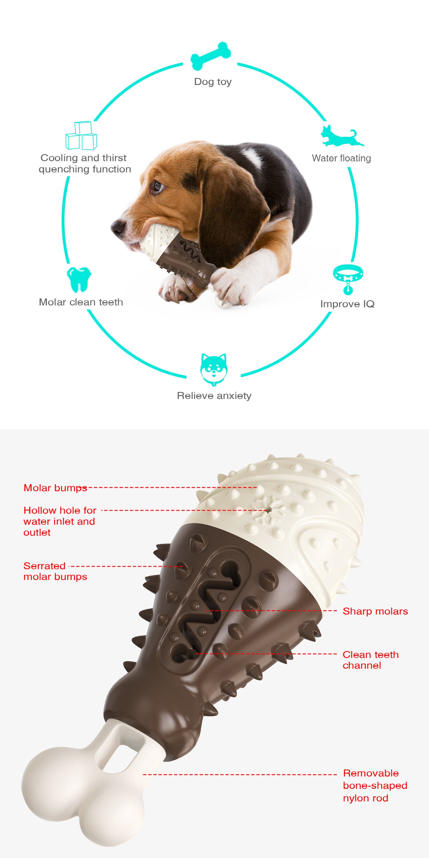 Multifunctional Dog Toy with Cooling, Dental Care & Floating Features(Red and Blue)