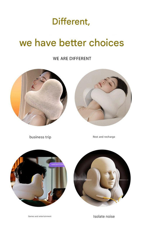Smart Neck Pillow with Dual Noise Reduction, HIFI Bluetooth Music & Graphene Heating - Sleep Elf" Travel Pillow(Lake blue)"