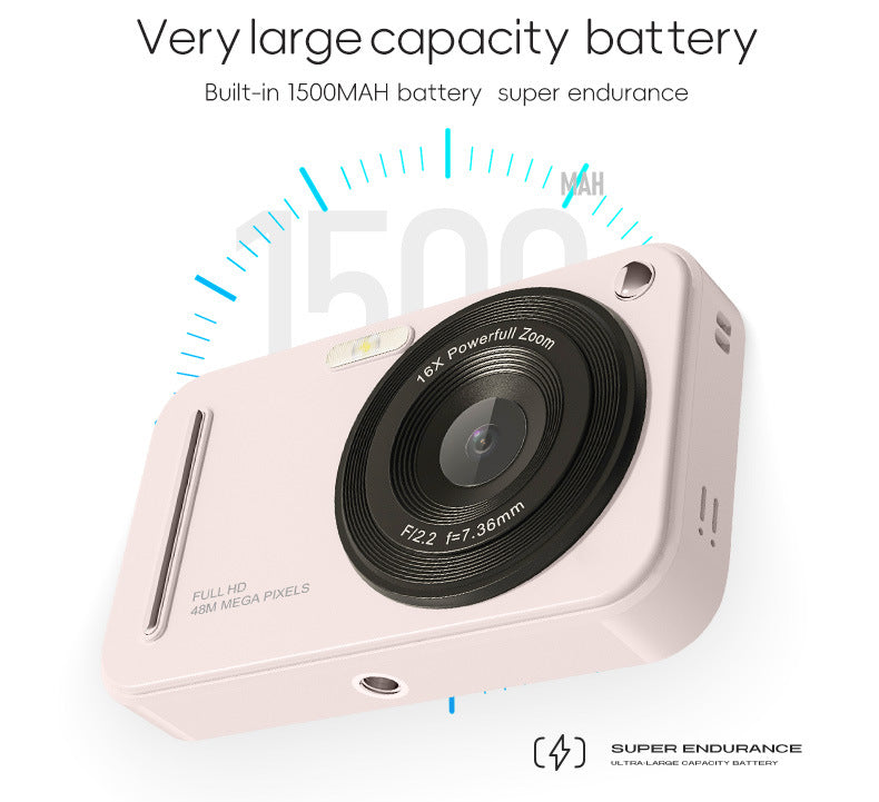 48MP Digital Camera with 16x Zoom & AF Autofocus - Full HD Vlogging Camera for Beginners & Kids(Black)