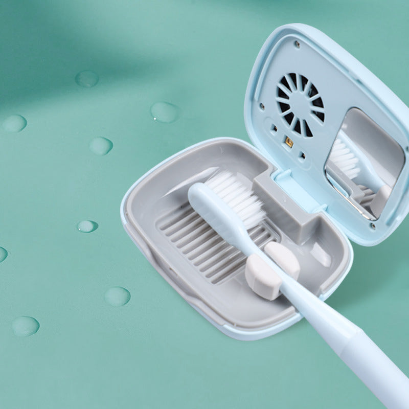 Portable UVC Toothbrush Sterilizer Case with Drying Fan - USB-C Rechargeable, 5-Minute Fast Disinfection(pink)