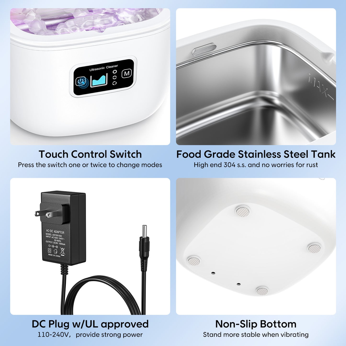 Professional Ultrasonic Cleaner with UV Light - 45000Hz for Dentures, Retainers, Jewelry & More(white)