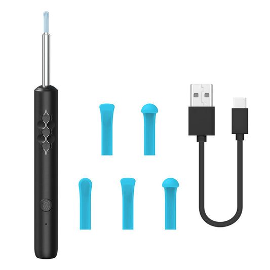Smart Visual Ear Cleaner with HD WiFi Camera - Gentle Silicone Tips, USB-C Rechargeable Otoscope for Safe Ear Wax Removal(Black low-level version)