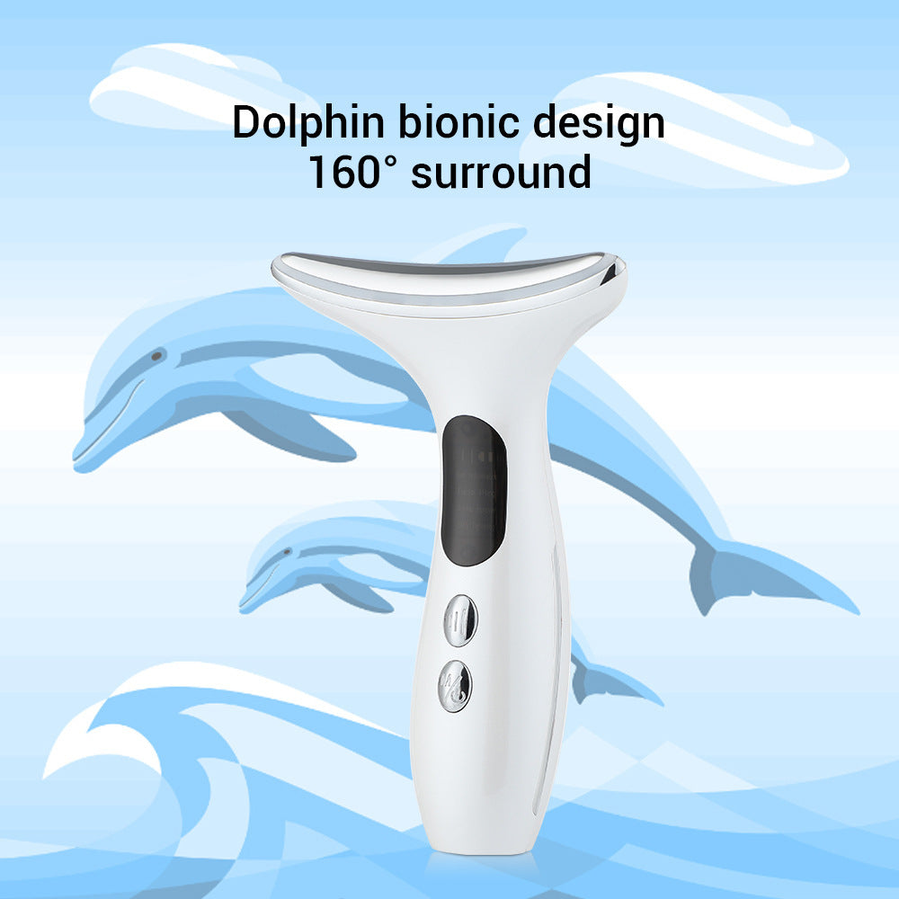 Multi-Function Neck & Face Beauty Device - 4-in-1 LED Light Therapy, EMS Lifting & Anti-Wrinkle Massager(White)