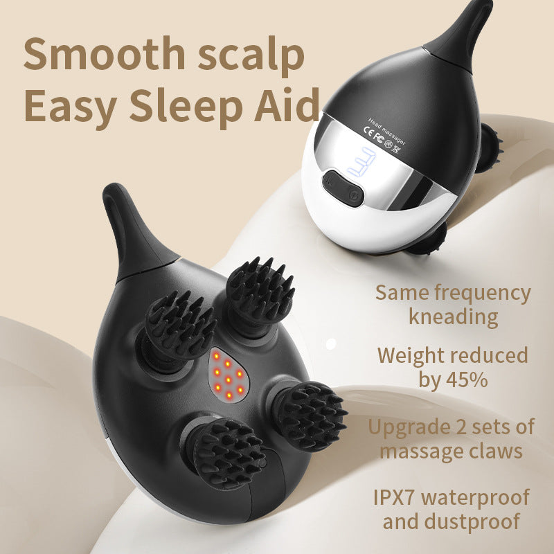 Intelligent 3D Electric Head & Scalp Massager - 7 Massage Techniques, IPX7 Waterproof, Rechargeable(Purple)