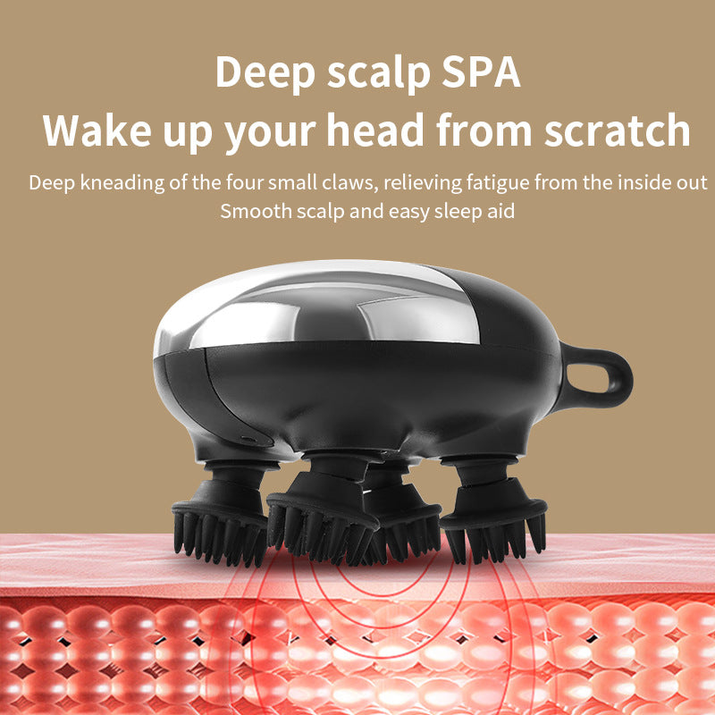 Intelligent 3D Electric Head & Scalp Massager - 7 Massage Techniques, IPX7 Waterproof, Rechargeable(Yellow)