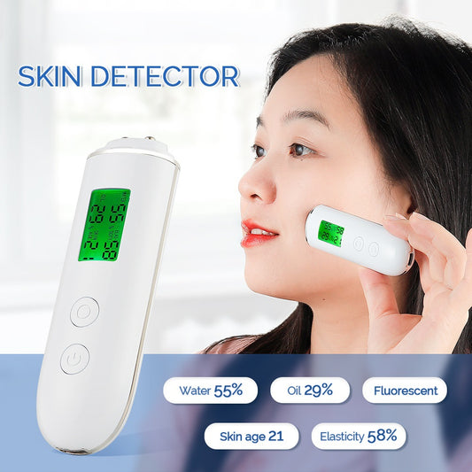 Smart Skin Analyzer with Multi-Function Detection - Measures Hydration, Oil, Elasticity, Skin Age & Fluorescent Agent Test(White)