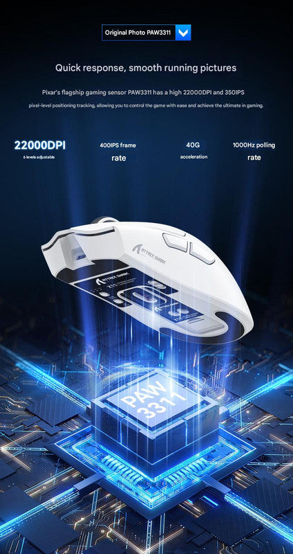 High-Performance Tri-Mode Wireless Gaming Mouse - 22000 DPI, Rechargeable, with RGB Charging Dock(red)