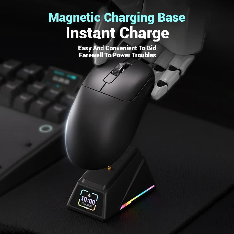Tri-Mode Wireless Gaming Mouse with 8000Hz Polling Rate, PAW3950 Sensor & Magnetic Charging Dock(black)