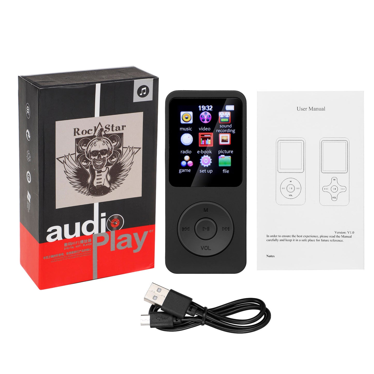 Portable Digital Music Player - Bluetooth 5.4, Hi-Fi Lossless Sound, 8GB Built-in & Expandable Storage(black 8GB)