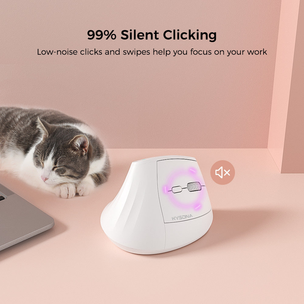 Ergonomic Vertical Mouse - Multi-Device Bluetooth5.0 & 2.4G Wireless, Adjustable DPI, Silent Click(white)