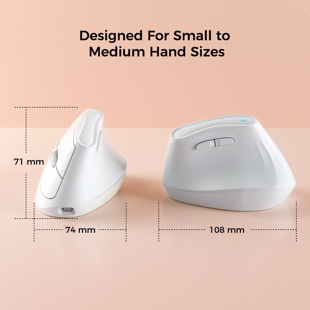 Ergonomic Vertical Mouse - Multi-Device Bluetooth5.0 & 2.4G Wireless, Adjustable DPI, Silent Click(Purple)