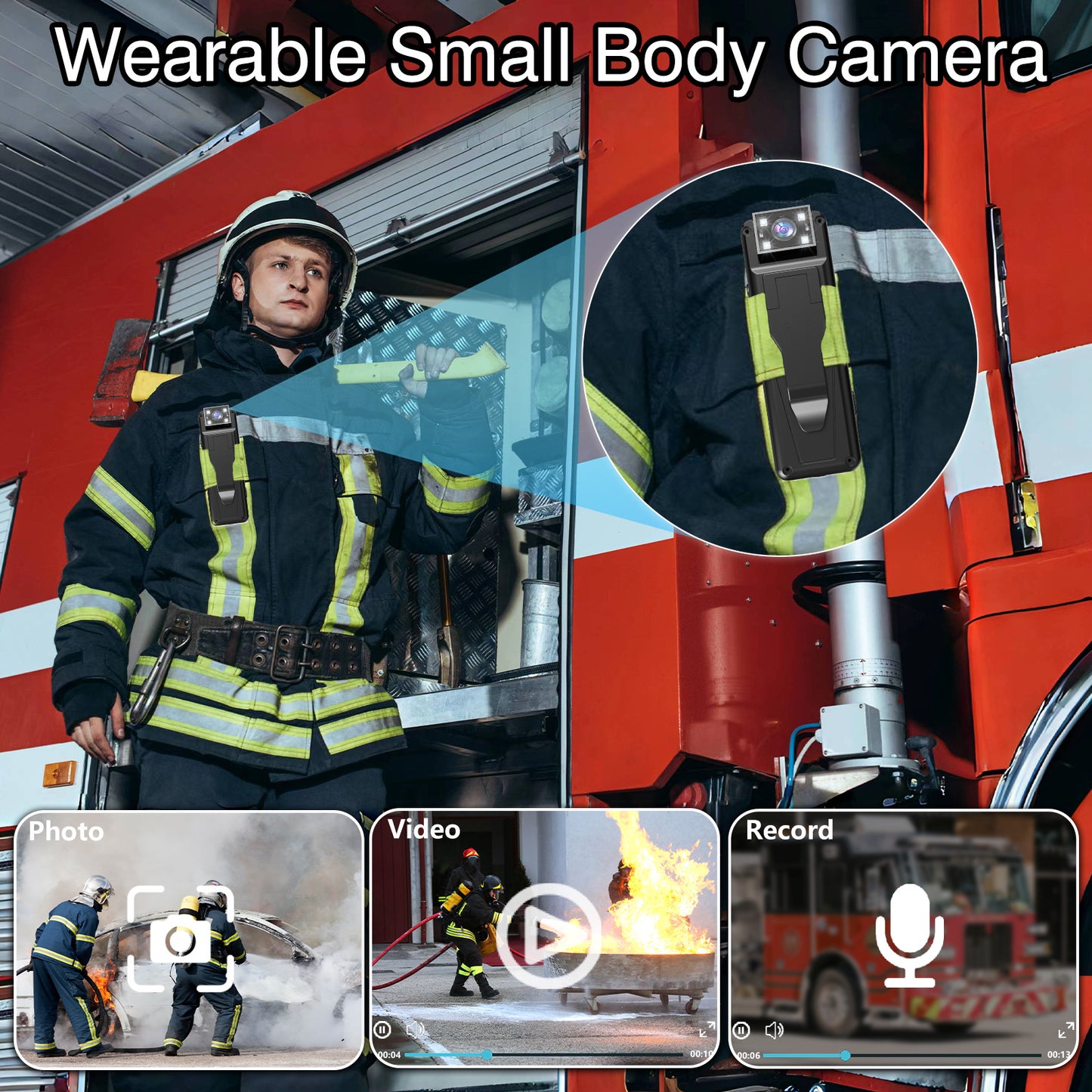 Mini Body Camera with 180 Rotatable Lens, Night Vision & Motion Detection - 1.3 Screen 1200mAh Battery(black)"
