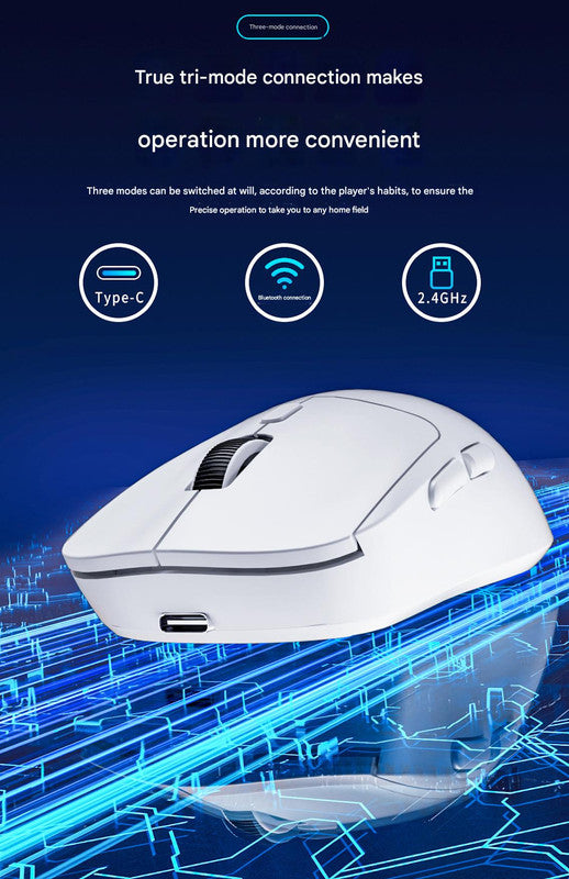75g Ultra-Lightweight Tri-Mode Wireless Gaming Mouse - 1000Hz Polling Rate, 120-Hour Battery(white)