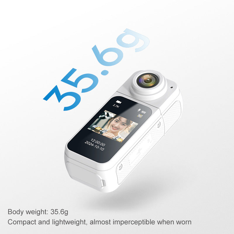 Thumb-Sized 2.7K Camera with 180 Rotatable Lens & Magnet Mount - Capture Your World Hands-Free(white+128G)
