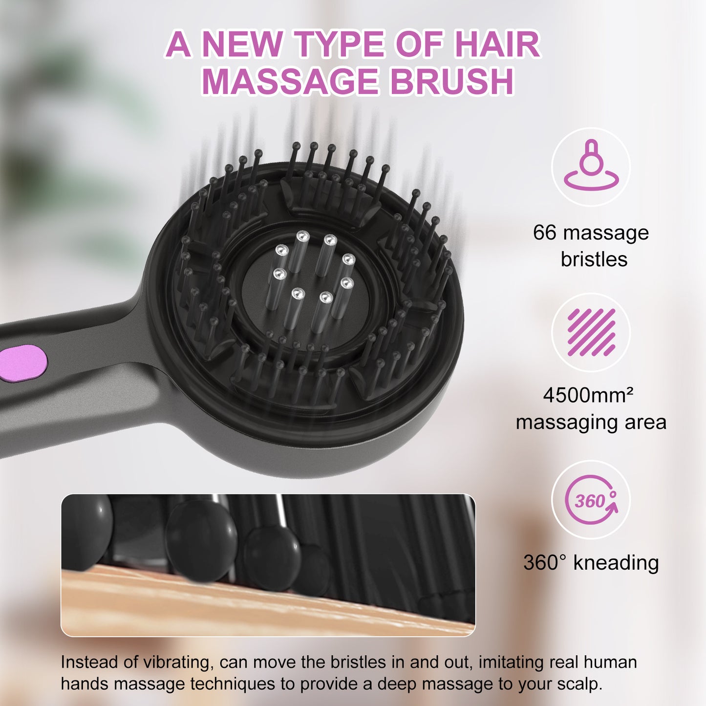 Electric Scalp Massager & Essential Oil Applicator Brush - 360 Kneading, 3 Modes, USB-C Rechargeable(red)