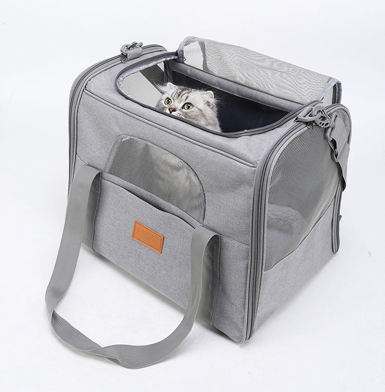 Foldable Soft-Sided Pet Carrier for Travel - Fits Cats & Small Dogs Under 6kg, with Removable Plush Bed & Shoulder Strap(black)