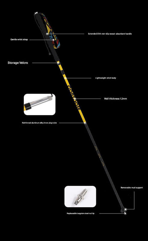 Ultralight Carbon Fiber Foldable Trail Running & Hiking Pole(blue  Recommended height range 165-175cm)