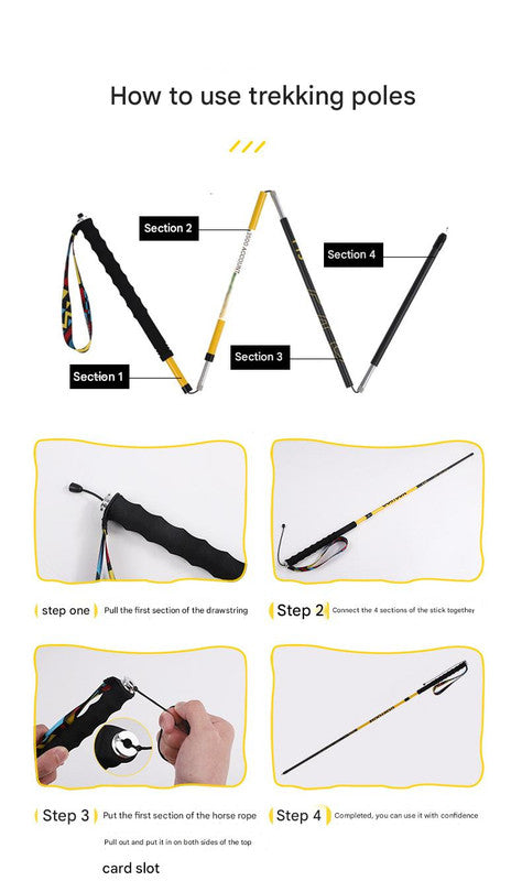 Ultralight Carbon Fiber Foldable Trail Running & Hiking Pole(blue  Recommended height range 165-175cm)