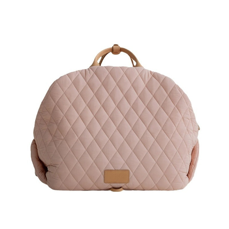 Luxury Quilted 2-in-1 Pet Travel Carrier & Car Booster Seat for Small Dogs(Camel)