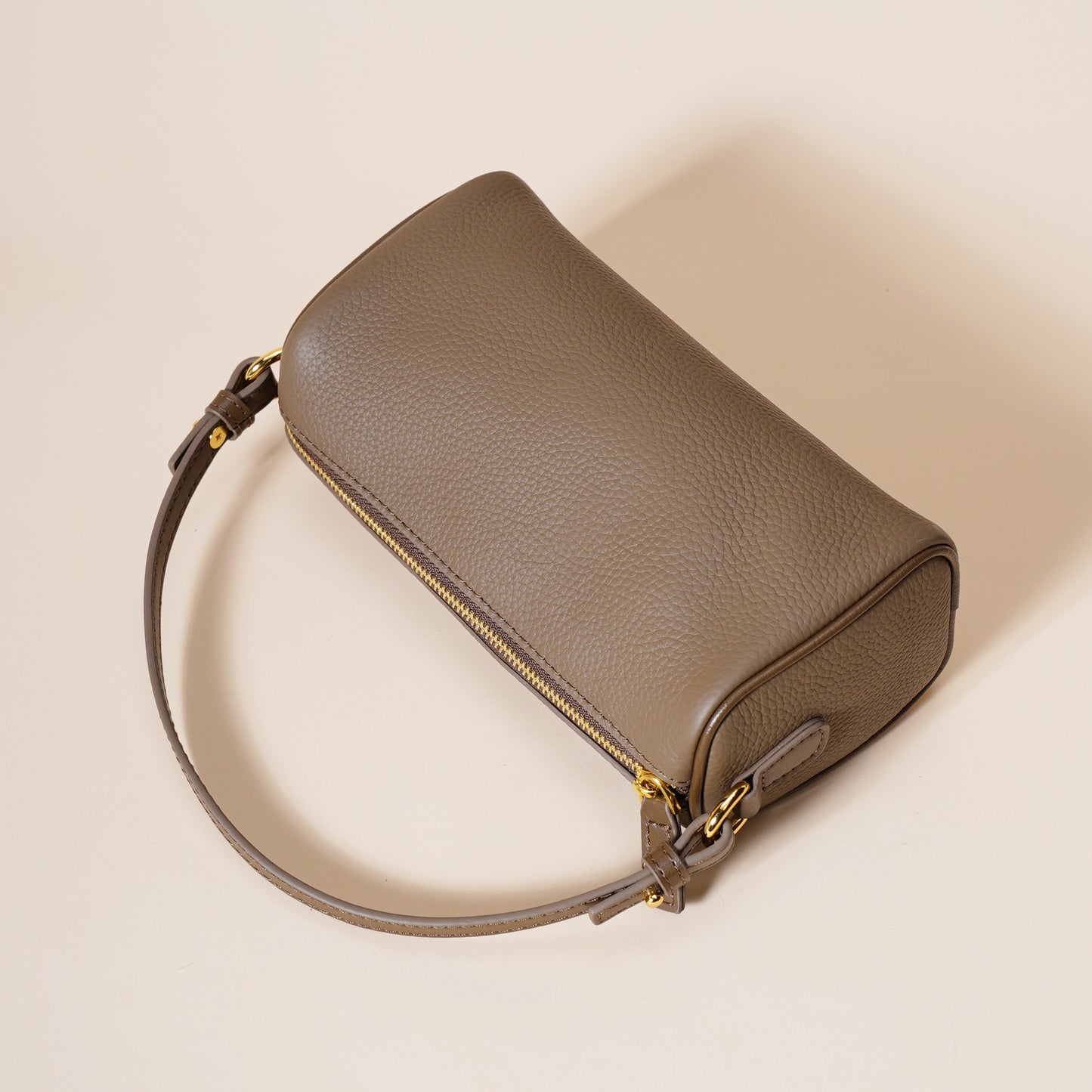 Genuine Leather Boston Bag - Mini Barrel Crossbody & Top Handle Purse(grey)