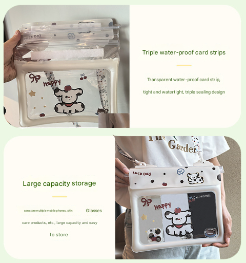 2 Pcs Black Cute Floating Waterproof Pouch - Touch-Sensitive Screen & Adjustable Strap