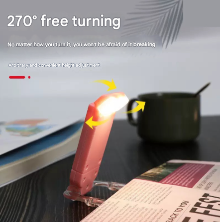 2 Pcs Pink USB Rechargeable Clip-on LED Book Light - 3 Color Modes & Dimmable Brightness for Eye-Caring Reading
